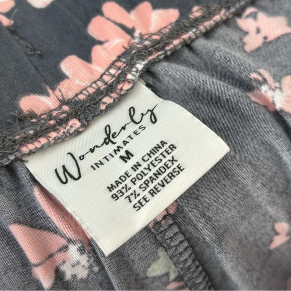 Belk Wonderly Gray Charcoal Lounge Pajama Pants w/Pink Floral Accents Medium NWT - Picture 7 of 10